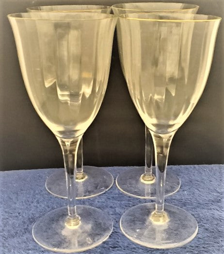 Set of 4 Gorham Laurin Gold Wine Goblets