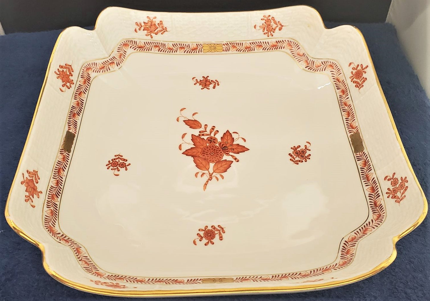 Herend Chinese Bouquet Rust (AOG) 10" Square Salad Serving Bowl (181)