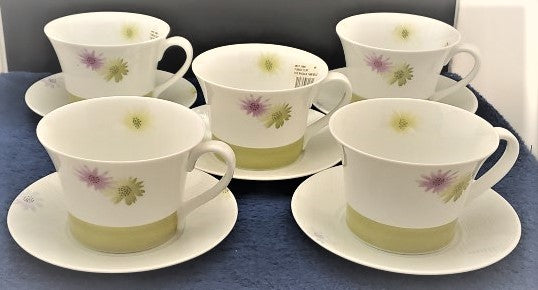 Set of 5 Bernardaud Flirt Cup & Saucer Sets