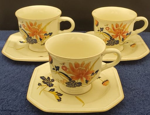 Set of 3 Mikasa Majestic Cup & Saucer Sets LK