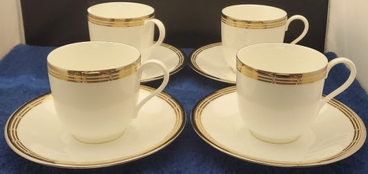 Set of 4 Mikasa Accent Gold Cup & Saucer Sets LK