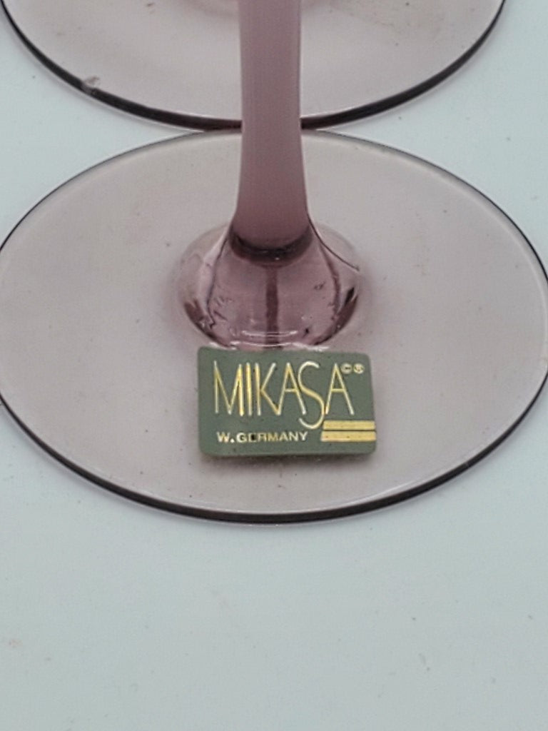 Set of 4 Mikasa Sea Mist Amethyst Forsted Stem Champagne Flutes LK