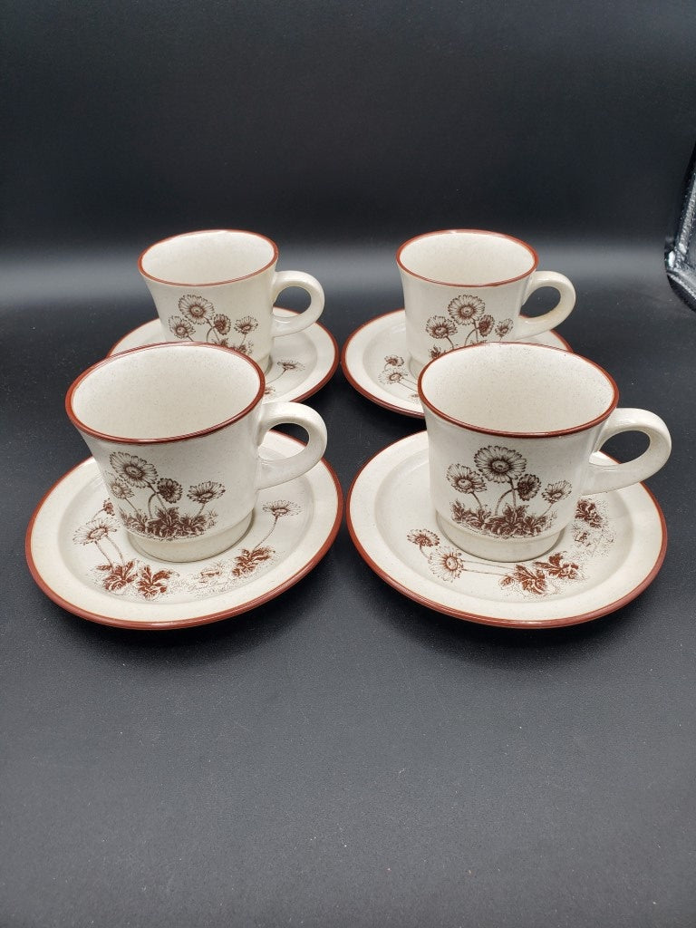 Set of 4 Noritake Desert Flowers Cup & Saucer Sets LK