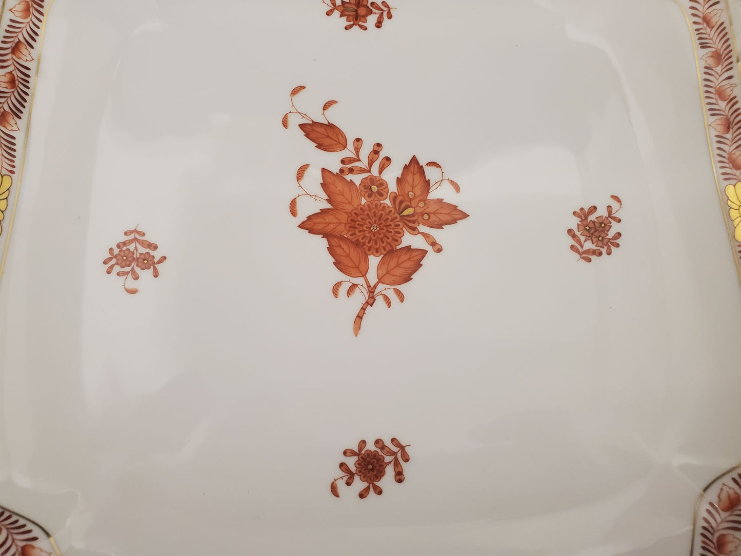 Herend Chinese Bouquet Rust (AOG) 10" Square Salad Serving Bowl (181)