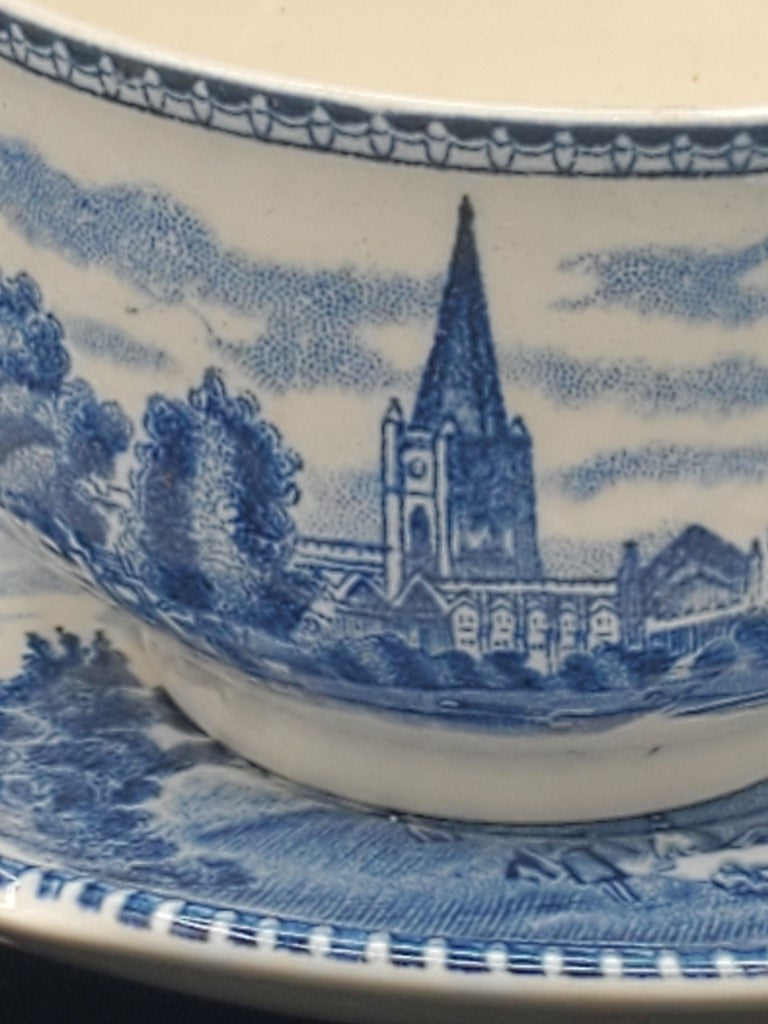Set of 2 Johnson Brothers Old Britain Castles Blue (England) Cup & Saucer Sets LK