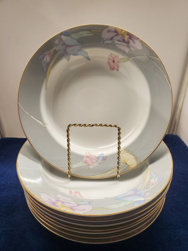 Set of 4 Mikasa Charisma Gray Rim Soup Bowls LK