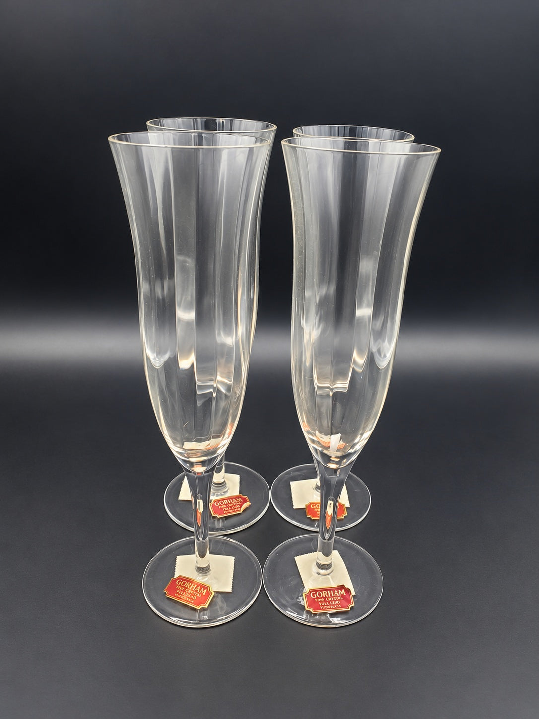 Set of 4 Gorham Laurin Plain Champagne Flutes LK
