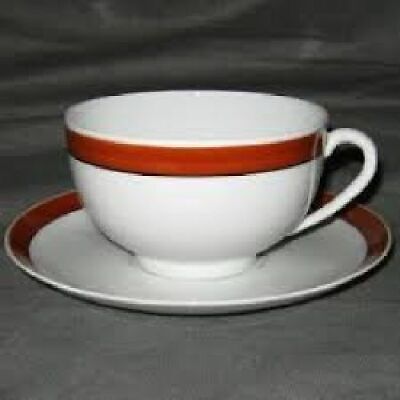 Set of 4 Chamart Brown Band Oversize Cup & Saucer Sets