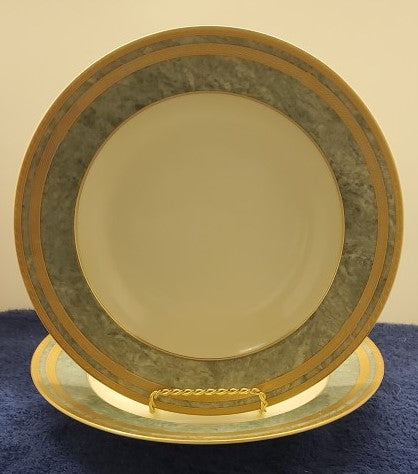 Set of 2 Mikasa Oscar De La Renta Jade Florentine Large Rim Soup Bowls LK