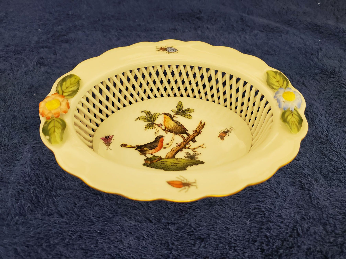 Herend Rothschild Bird (RO) Small Basket (7379) (Imperfect)