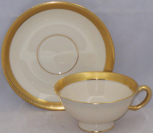 Set of 3 Lenox Lowell (Gold Backstamp) Footed Cup & Saucer Sets
