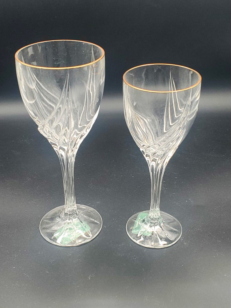 Lenox Crystal Debut Gold Water Goblet and Wine Goblet LK
