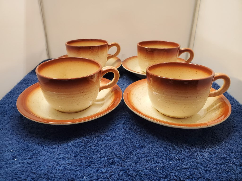 Set of 4 Franciscan Country Craft Russet Brown Cup & Saucer Sets LK
