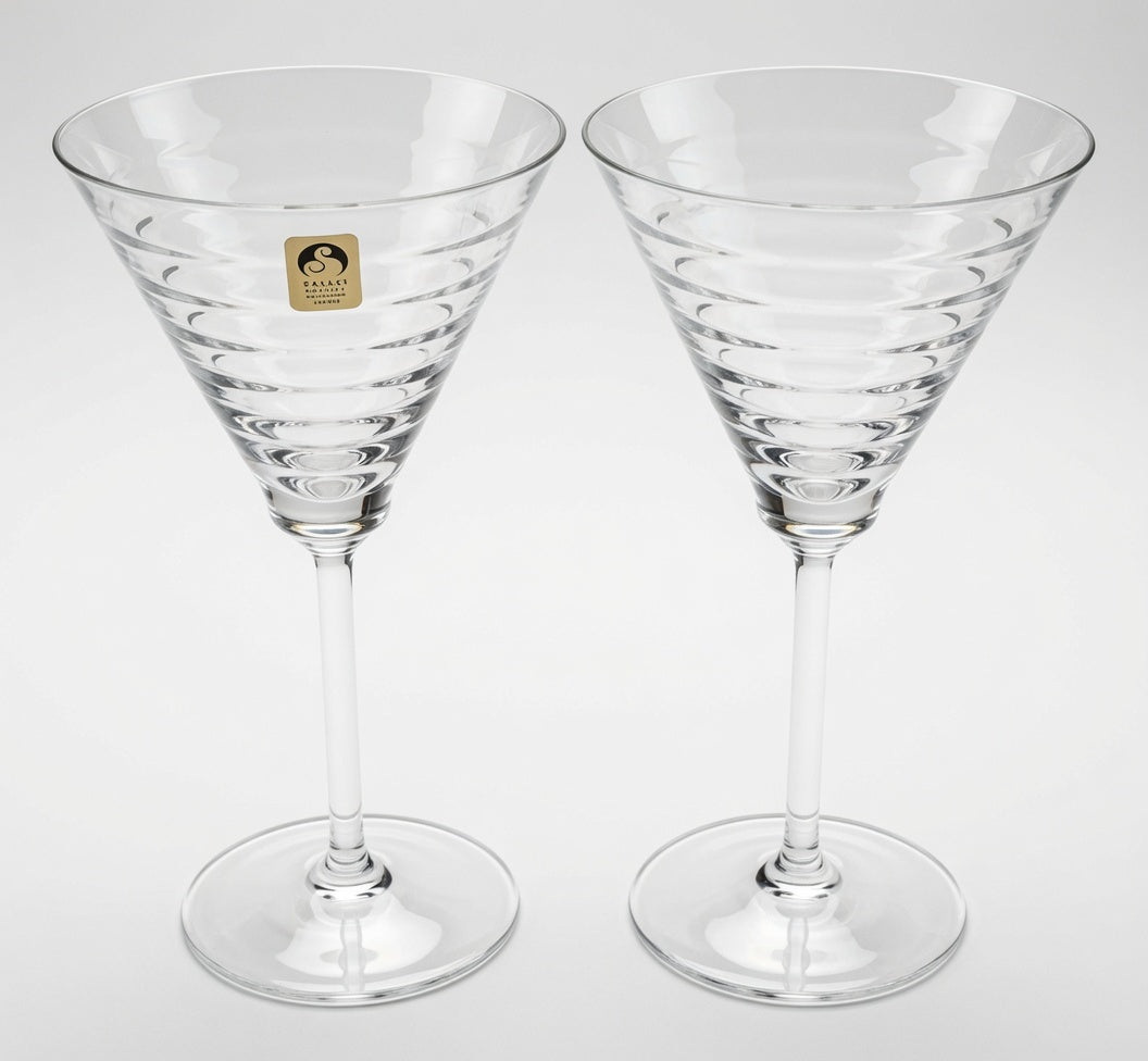 Set of 2 Sasaki Crystal Eclipse Water Goblets LK