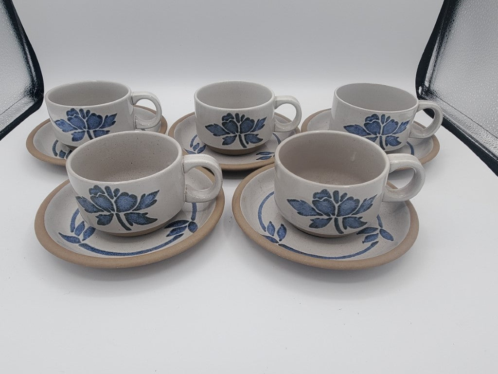Set of 5 W R Midwinter Blue Print England Cup & Saucer Sets LK