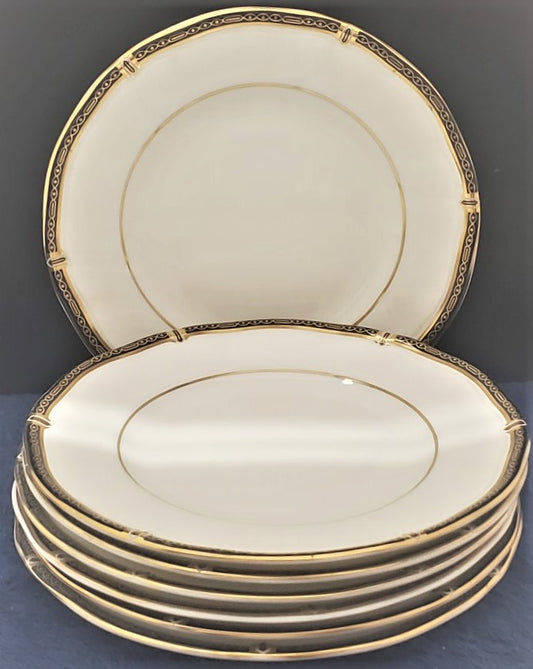 Set of 7 Wedgwood Windsor Black Salad Plates