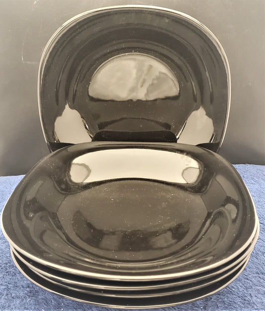 Set of 5 Mikasa Basic Black Coupe Soup Bowls