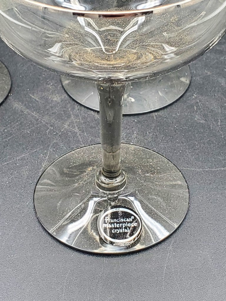 Set of 7 Tiffin/Franciscan Midnight Mist Champagne/Tall Sherbets LK