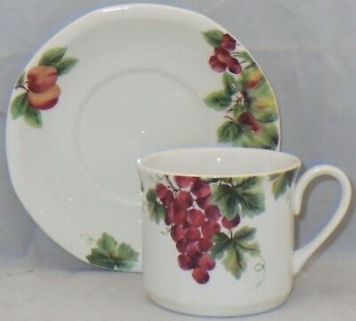 Set of 3 Royal Doulton Vintage Grape Flat Cup & Saucer Sets