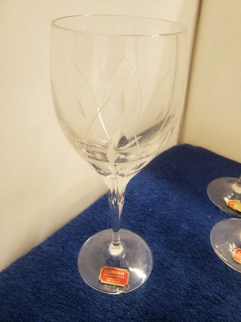 Set of 6 Gorham Crystal Borealis Wine Goblets LK