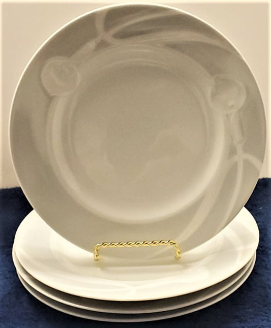 Set of 4 Mikasa Classic Flair Gray Salad Plates LK