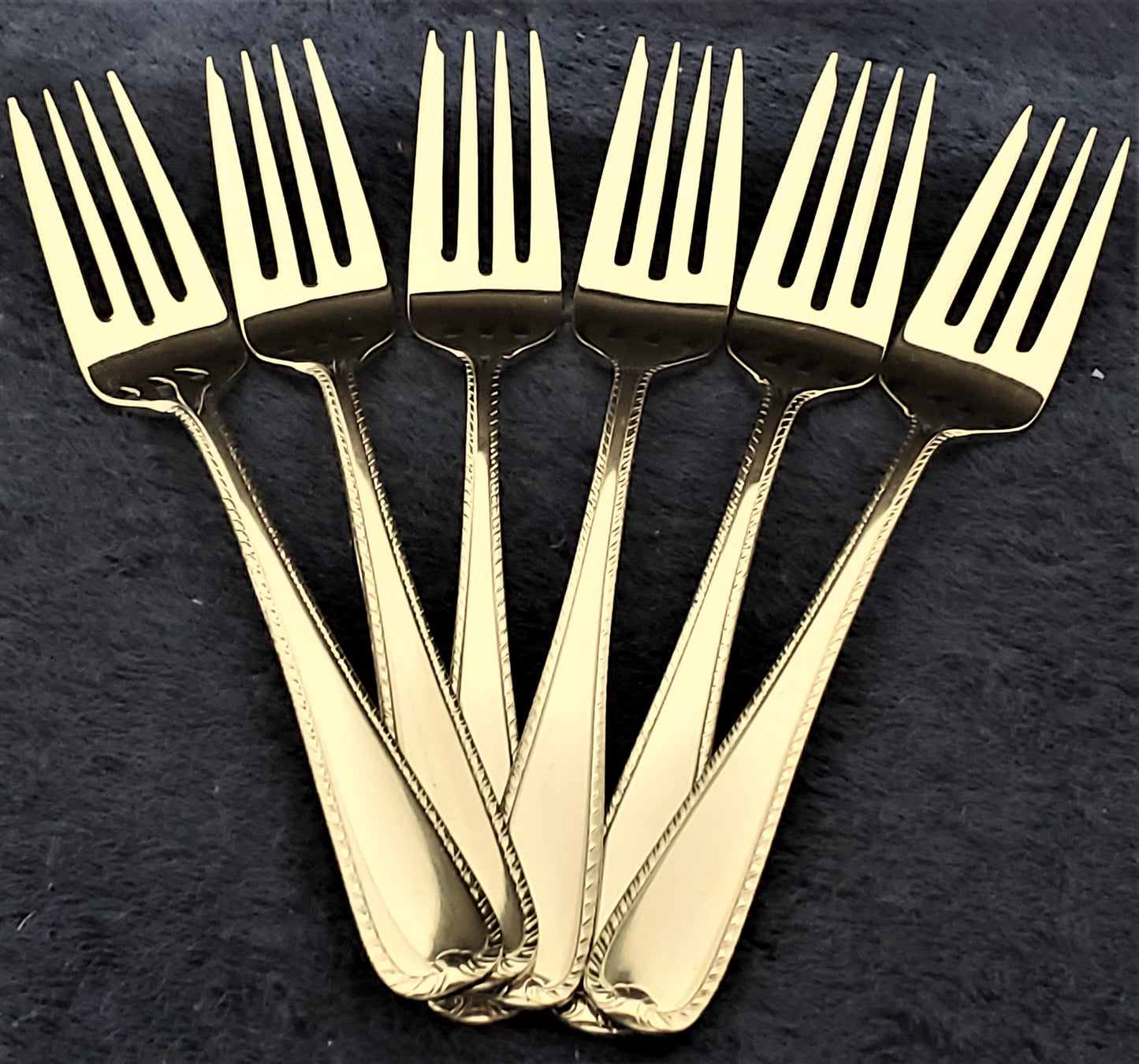 Set of 6 Gorham Ribbonedge II (Stainless) Individual Salad Forks