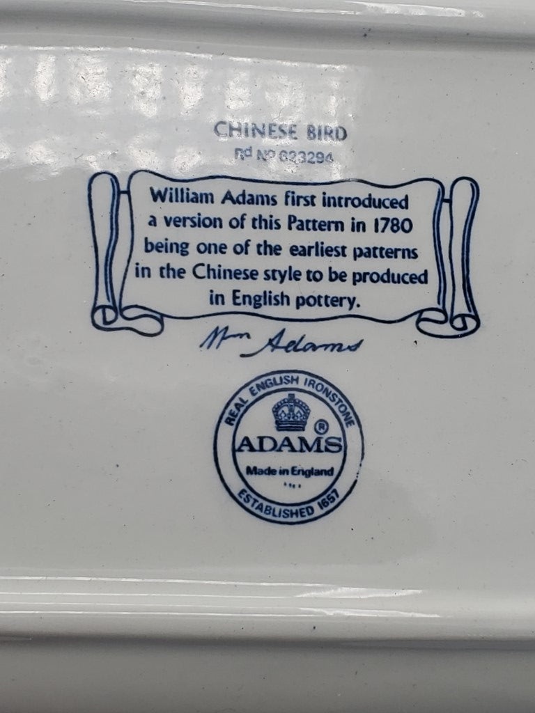 Adams Chinese Bird 9" Oval Vegetable Bowl LK