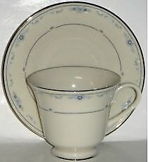 Set of 5 Lenox Carolina (Blue Flowers) Footed Cup & Saucer Sets