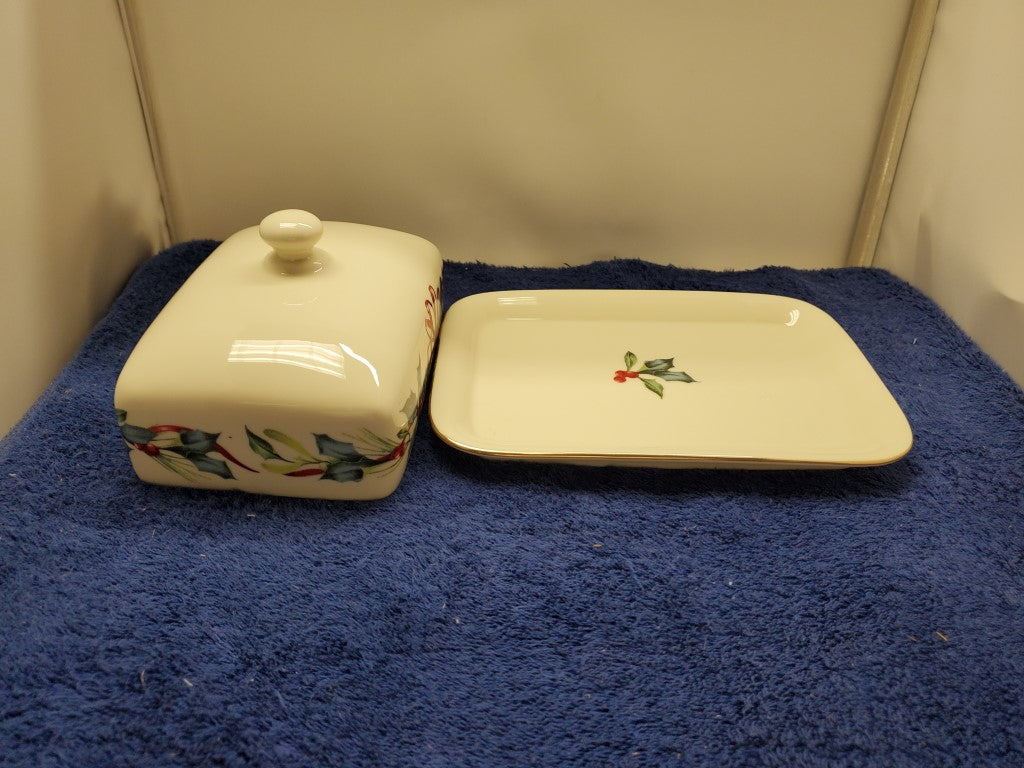 Lenox Winter Greetings Covered Butter Dish