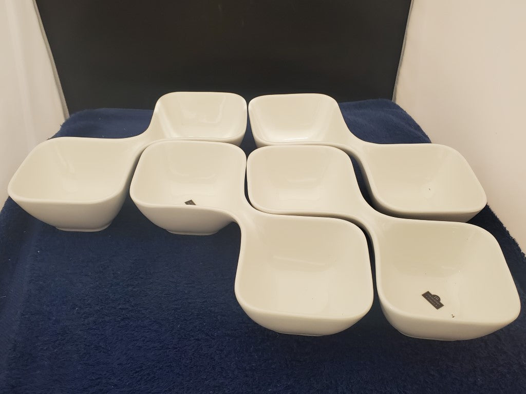 Set of 6 Ten Strawberry Street Diamond White 2-Sided Serving Dishes
