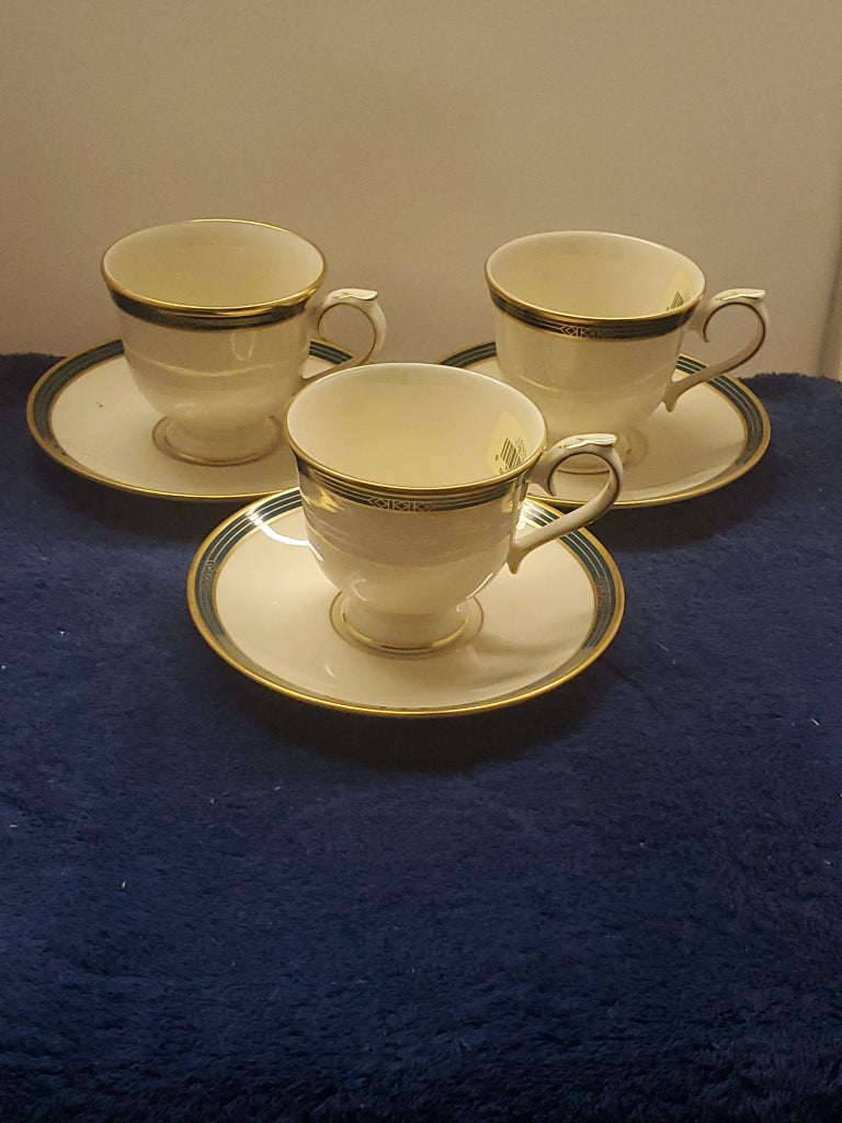 Set of 3 Lenox Chatham Gate Cup & Saucer Sets LK