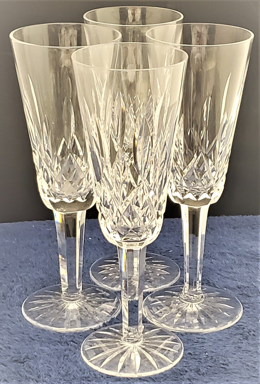Set of 4 Waterford Lismore Nouveau Champagne Flutes