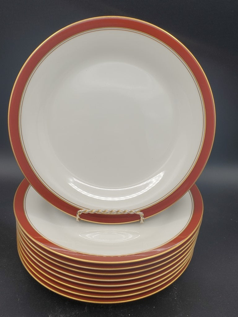 Set of 9 Noritake Ivory & Sienna Dinner Plates LK
