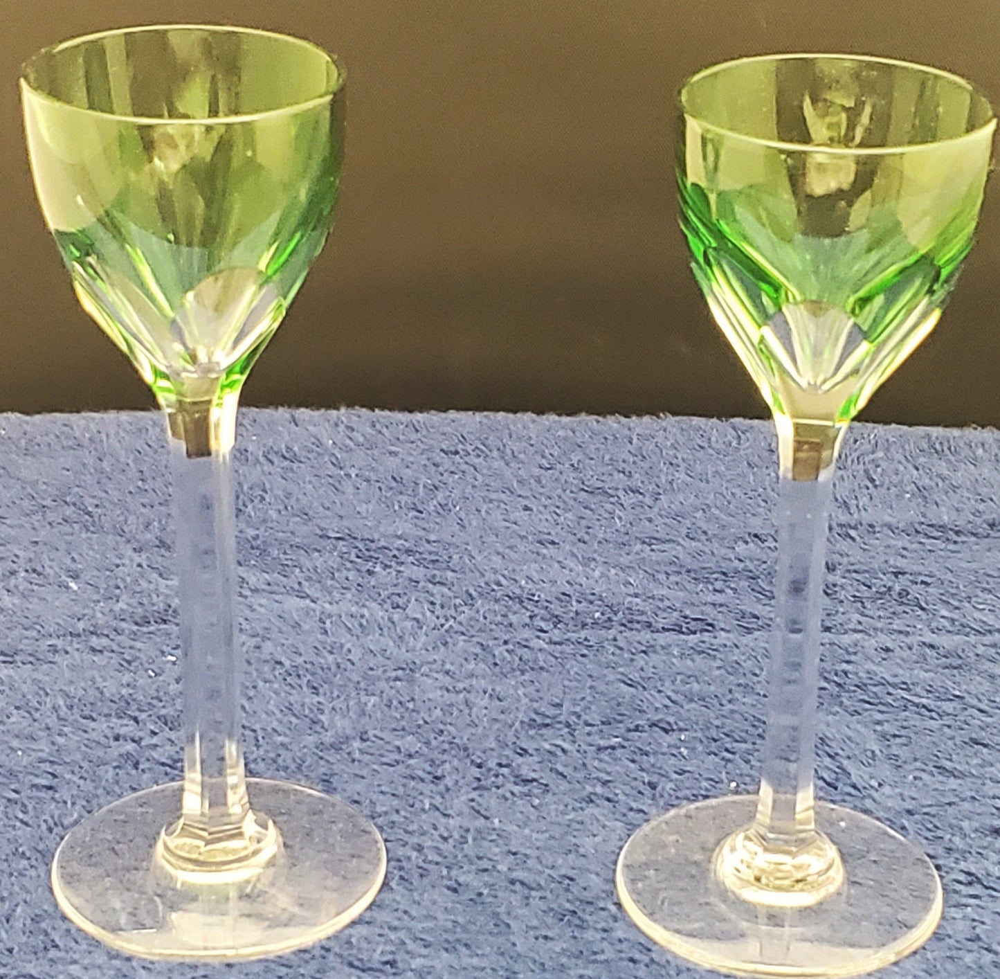 Set of 2 Baccarat Genova (Cut) Cordials - Green