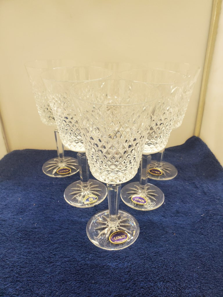 Set of 6 Lenox Crystal Beacon Hill Water Goblets LK