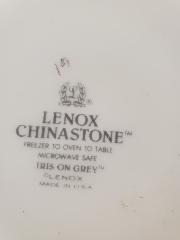 Set of 4 Lenox Iris on Grey Dinner Plates LK