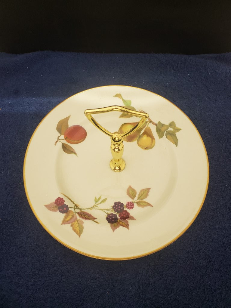 Royal Worcester Evesham Gold Cake Plate with Handle