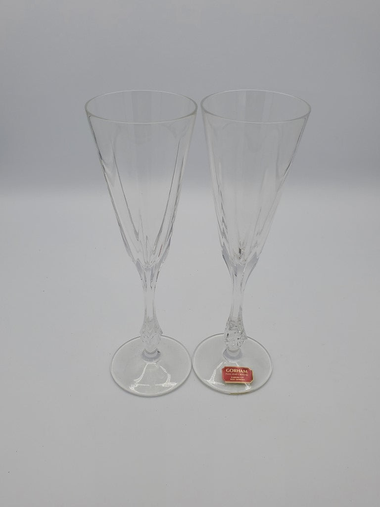 Set of 2 Gorham Crystal Excelsior Champagne Flutes LK