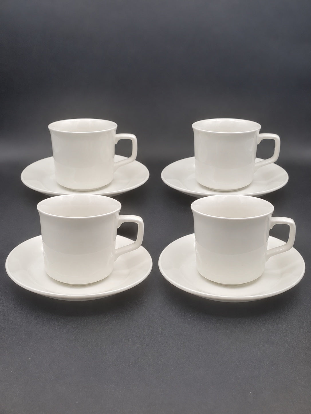 Set of 4 Johnson Brothers Tivoli White Cup & Saucer Sets LK