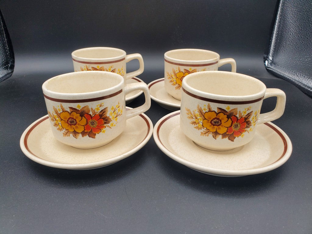 Set of 4 Lenox Fall Blossoms Cup & Saucer Sets LK