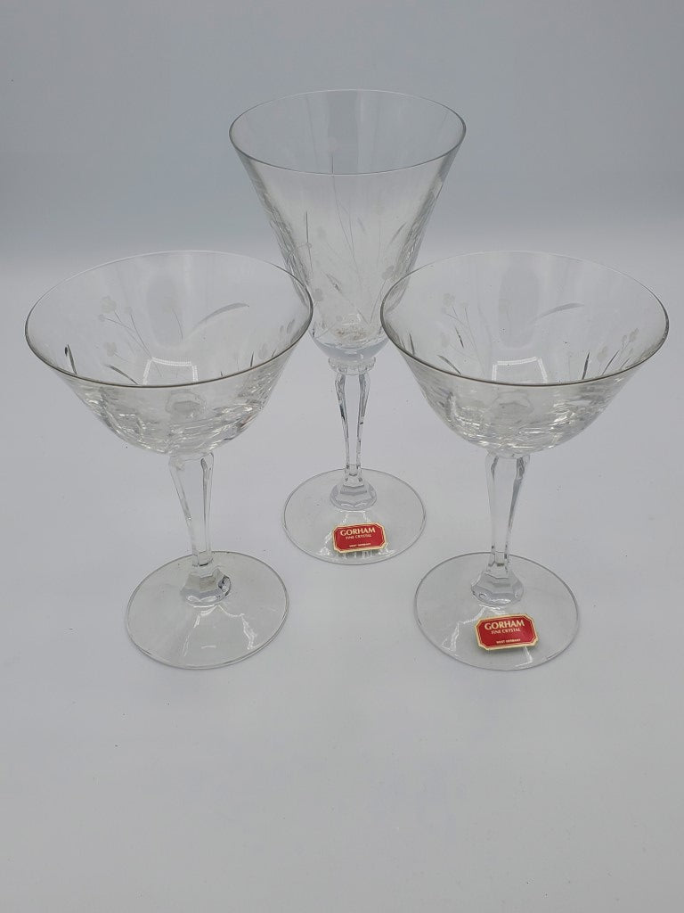 Gorham Crystal Snow Blossom 3 Piece Lot LK