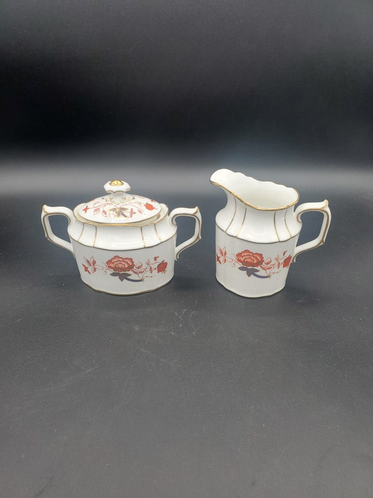 Royal Crown Derby Bali (Ely Chelsea) Creamer & Sugar Bowl with Lid LK