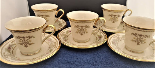 Set of 5 Lenox Castle Garden Cup and Saucer Sets