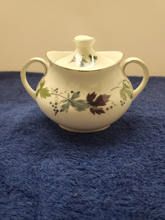 Royal Doulton Burgundy Sugar Bowl with Lid