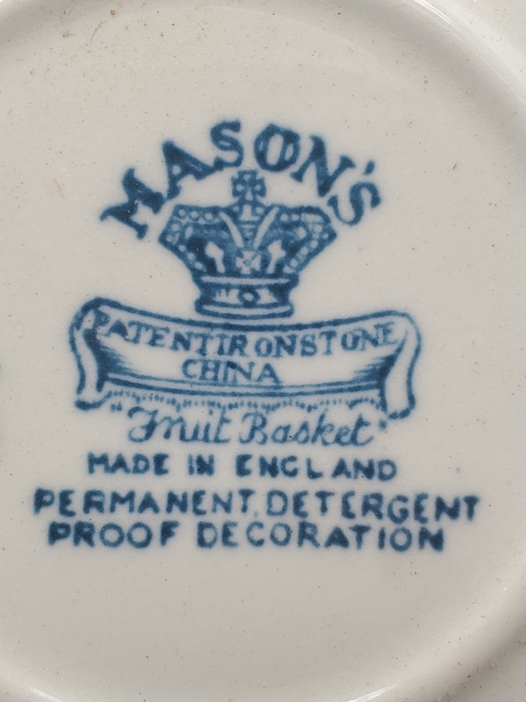 Set of 8 Mason's Fruit Basket Blue Multicolor Cup & Saucer Sets LK