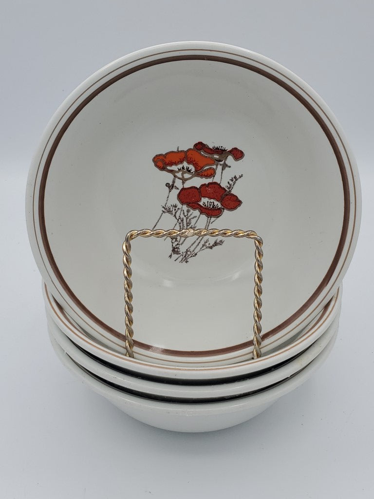 Set of 4 Royal Doulton Fieldflower Coupe Soup Bowls LK