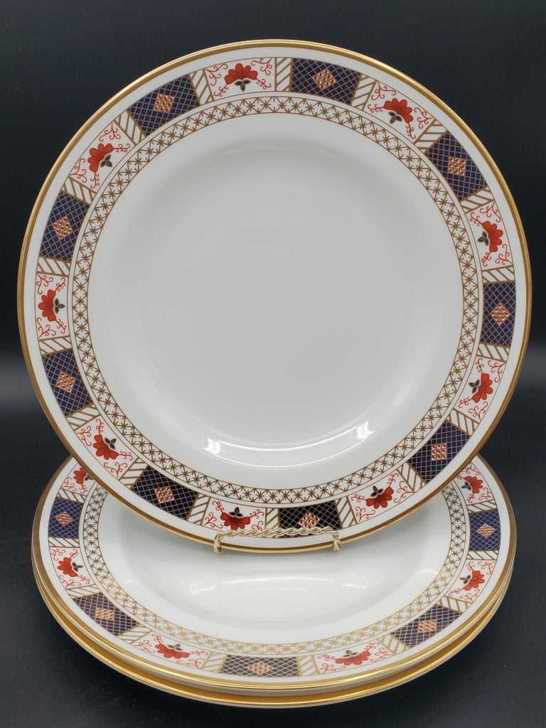 Set of 3 Royal Crown Derby Derby Border Dinner Plates LK
