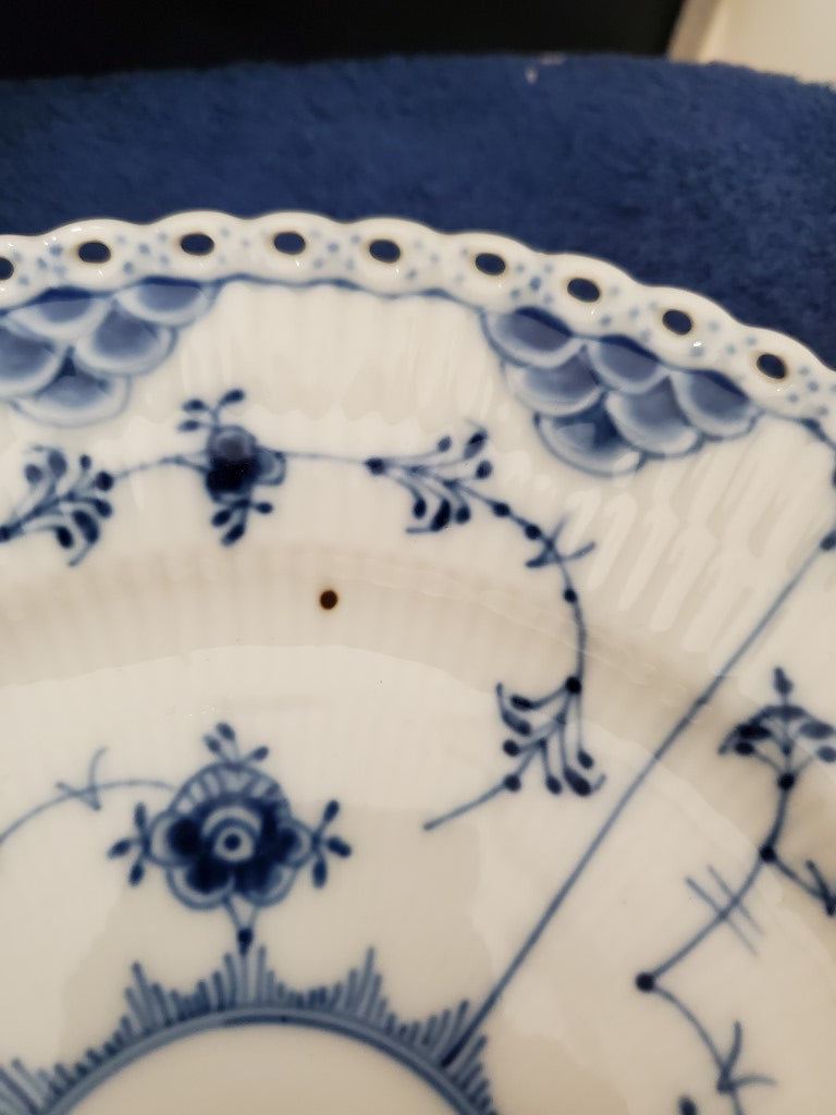Set of 3 Royal Copenhagen Blue Fluted Full Lace (Imperfect) Salad Plates (1086)