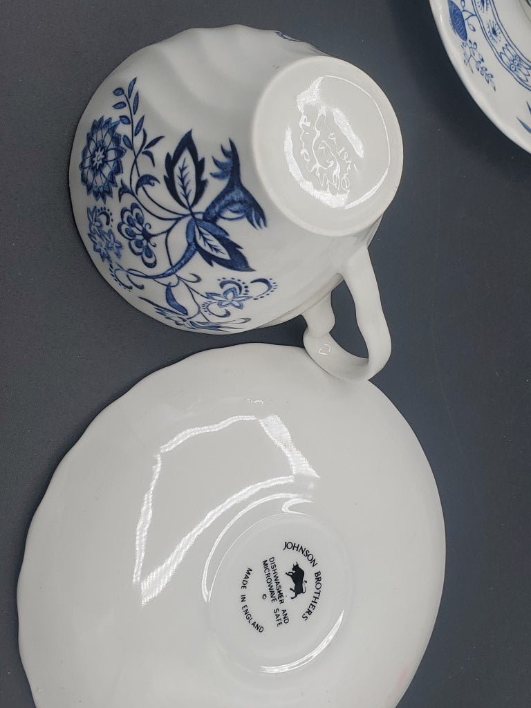 Set of 5 Johnson Brothers Blue Nordic Cup & Saucer Sets LK