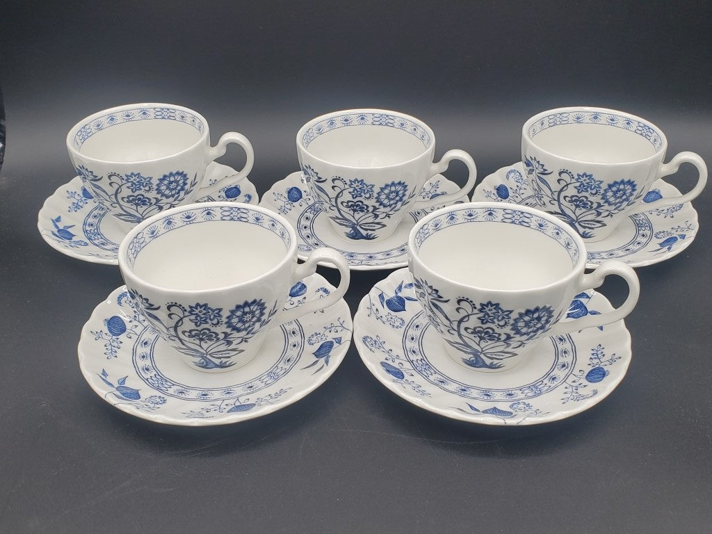 Set of 5 Johnson Brothers Blue Nordic Cup & Saucer Sets LK